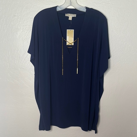 Michael Kors Tops - NWT Michael Kors Lace-Up Tunic Top 
True Navy Women’s Size XL